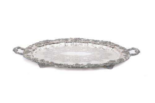 SHEFFIELD. LARGE SILVERY MATEL TRAY, CIRCA 1860