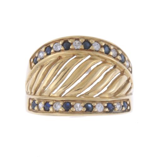 OPENWORK RING WITH DIAMONDS AND SAPPHIRES