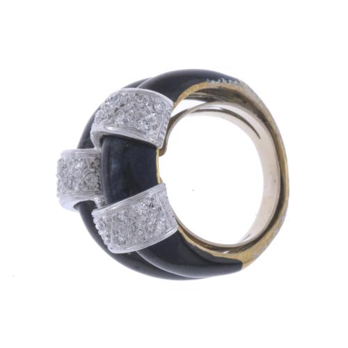 NOUVELLE BAGUE RING WITH ENAMEL.