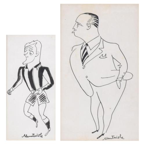 JOAQUIM MUNTAÑOLA  PUIG (1914-2012).  CARICATURAS PERSONAJES MASCULINOS.