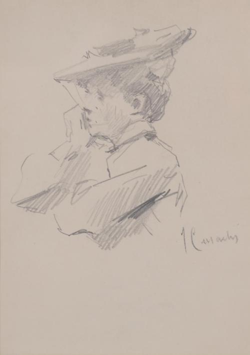 JOSEP CUSACHS I CUSACHS (1851-1908). Study for "LADY WITH A HAT".