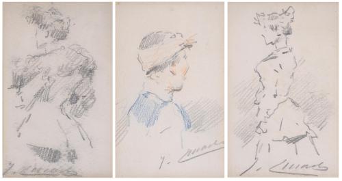 JOSEP CUSACHS I CUSACHS (1851-1908). Study for female figures.