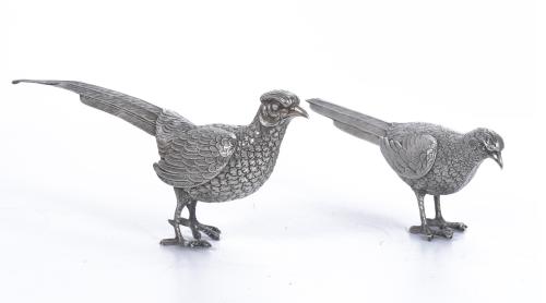 PAIR OF SILVER PHEASANTS, CIRCA 1950.