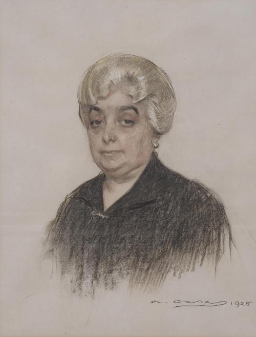 RAMÓN CASAS Y CARBO (1866-1932). "PORTRAT OF A LADY", 1925.