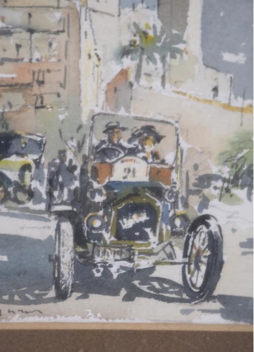 ESCUELA CATALANA, SIGLO XX. "EXHIBICIÓN DE COCHES", Sitges.