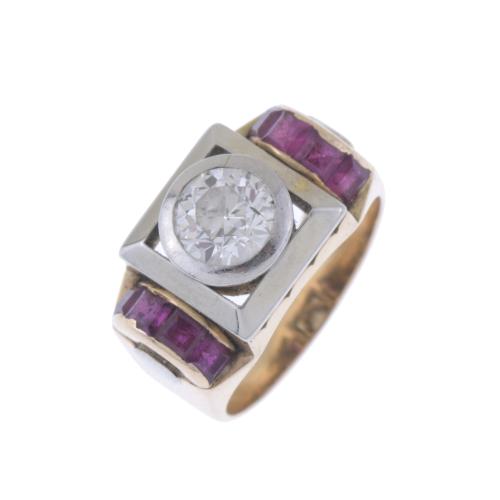 DIAMOND AND RUBIES CHEVALIER RING