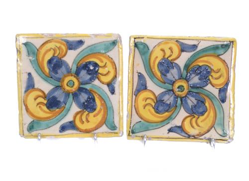 SET OF FOUR TILES, 18TH CENTURY.