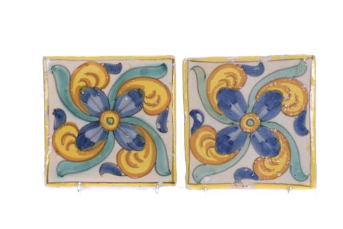 SET OF FOUR TILES, 18TH CENTURY.