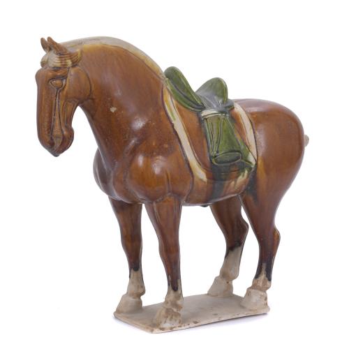 FIGURA CABALLO EN CERÁMCA SANCAI, SIGLO XX.