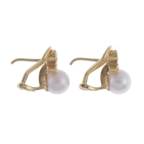 YOU AND ME EARRINGS WITH NATURAL PEARL AND DIAMOND.