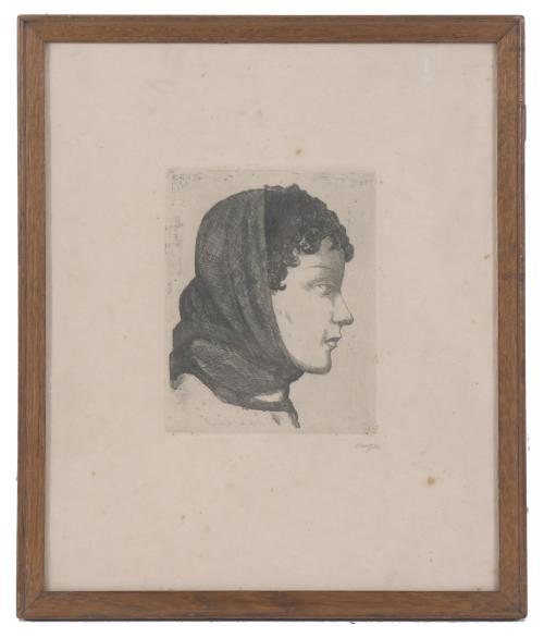 XAVIER NOGUÉS (1873-1940). "GIRL&#39;S HEAD WITH SCARF", ca. 19