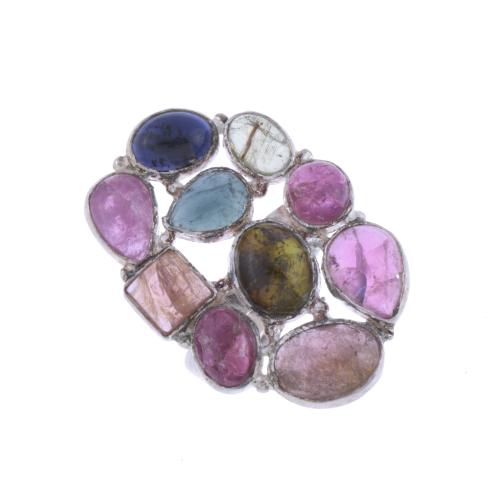 RING WITH COLOURED TOURMALINES.