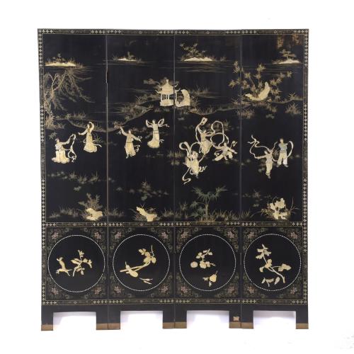 CHINESE FOUR-LEAF FOLDING SCREEN, 20TH CENTURY