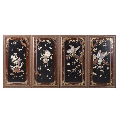 SET OF FOUR SHEETS OF CHINESE FOLDING SCREEN, 20TH CENTURY. 