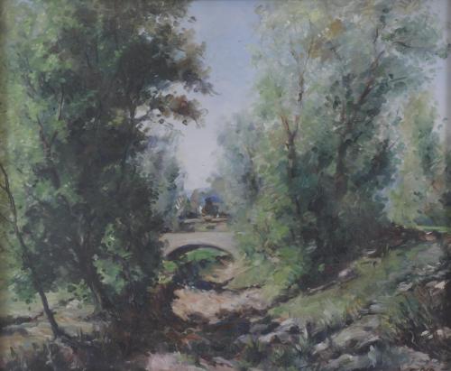 JOSEP VENTOSA DOMÈNECH (1897-1982). "BOSQUE Y PUENTE".