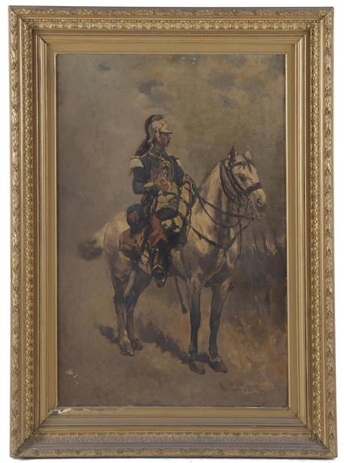 ESCUELA ESPAÑOLA, SIGLO XIX. "SOLDADO A CABALLO". 