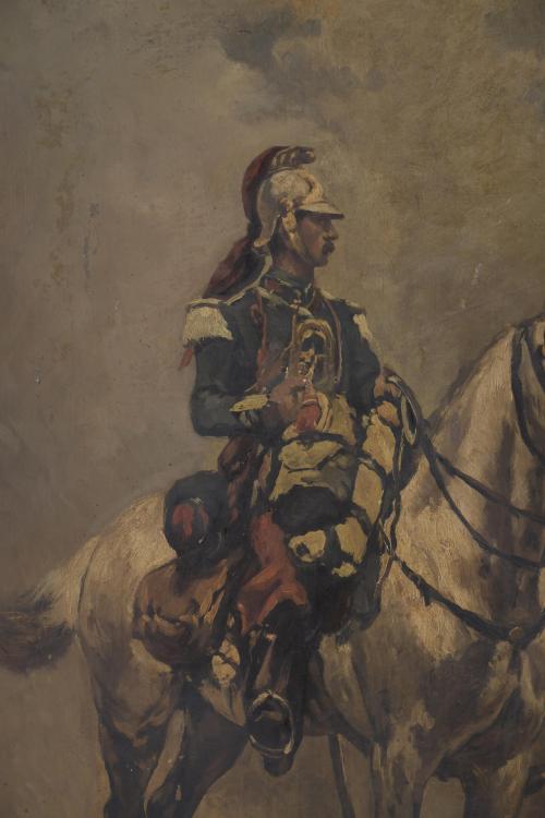 ESCUELA ESPAÑOLA, SIGLO XIX. "SOLDADO A CABALLO". 