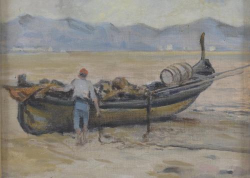 SEGUNDO MATILLA MARINA (1862-1937). "BARCA CON PESCADOR".