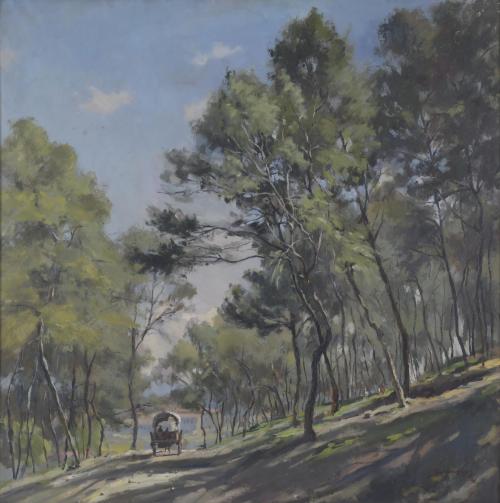 RAMÓN SANVICENS MARFULL (1917-1987). "PAISAJE CON CARRO".