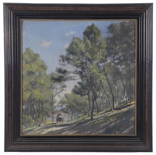 RAMÓN SANVICENS MARFULL (1917-1987). "PAISAJE CON CARRO".