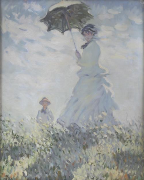 FRANCESC SERRA CASTELLET (1912-1976). "WOMAN WITH AN UMBRELLA" copy of Monet.