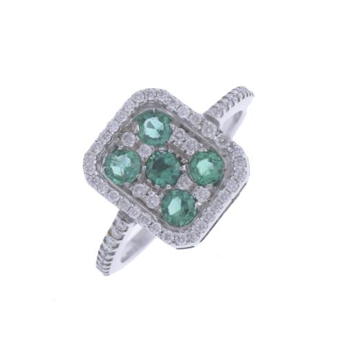 RING WITH EMERALDS AND DIAMONDS