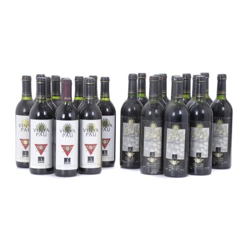 LOTE DE DOCE BOTELLAS DE VINO TINTO CABERNET SAUVIGNON GRAN ORIGEN 1992 Y DOCE BOTELLAS DE VINO TINTO VINYA SANT PAU.