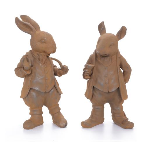 PAREJA DE FIGURAS DE CONEJO Y RATÓN SIGUIENDO LOS MODELOS DE BEATRIX POTTER, SIGLO XX. 