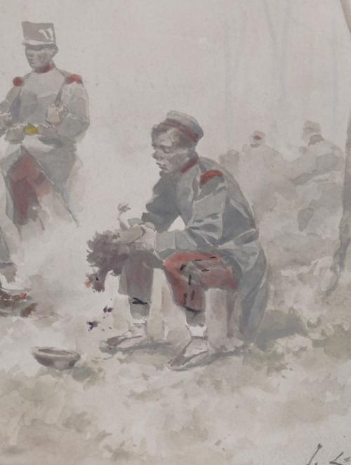 JOSEP CUSACHS I CUSACHS (1851-1908). "SOLDIERS RESTING", 19