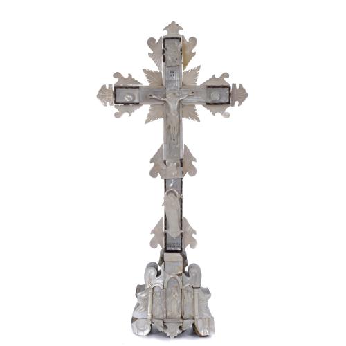 MOTHER-OF-PEARL CRUCIFIX, 19TH CENTURY. 