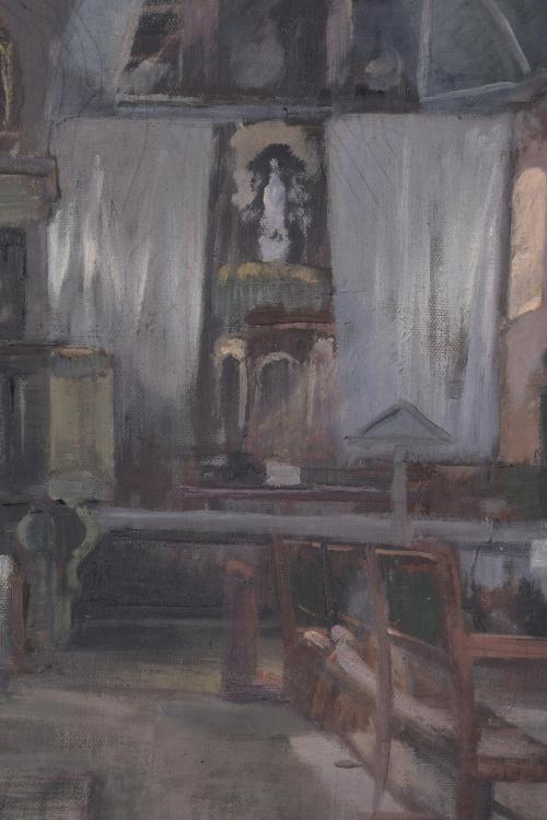 ESCUELA CATALANA, SIGLO XIX-XX.  "INTERIOR DE UNA IGLESIA".