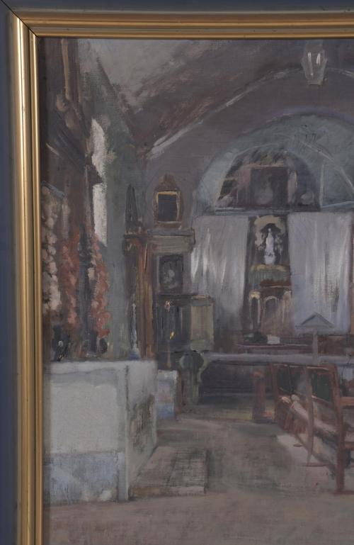 ESCUELA CATALANA, SIGLO XIX-XX.  "INTERIOR DE UNA IGLESIA".