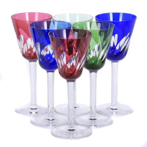 SET OF SIX SAINT LOUIS CRYSTAL GOBLETS, "CERDANYA" MODEL, 20TH CENTURY. 