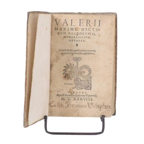 VALERII MAXIMI. DICTORIUM FACTORUMQ[UE] MEMORABILUM EXEMPLA, 1538.