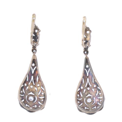 PENDIENTES MODERNISTAS PRINCIPIO S.XX CON DIAMANTES