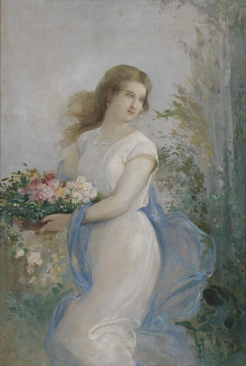 RAMÓN MARTÍ ALSINA (1826-1894). "GIRL WITH FLOWERS".