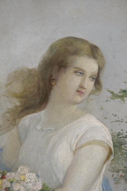 RAMÓN MARTÍ ALSINA (1826-1894). "GIRL WITH FLOWERS".