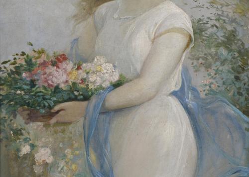 RAMÓN MARTÍ ALSINA (1826-1894). "GIRL WITH FLOWERS".