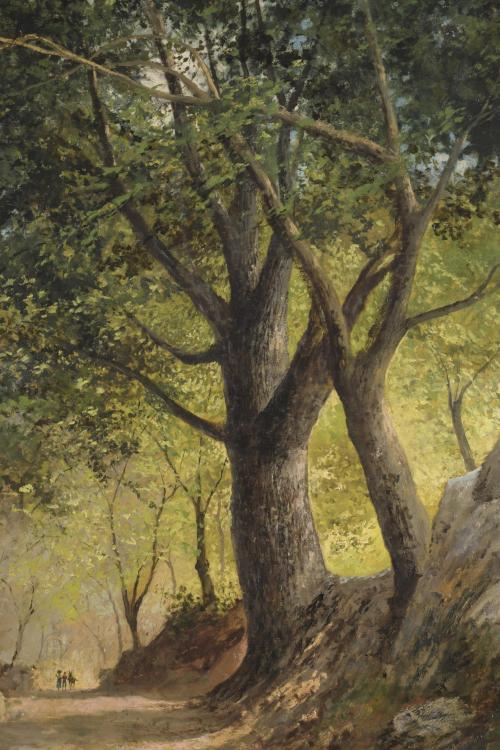 RAMÓN AMADO Y BERNARDET (1844-1888).  "TREE-LINED PATH", 18