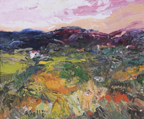 JOAN ABELLÓ (1922-2008). “PAISAJE AL ATARDECER”.