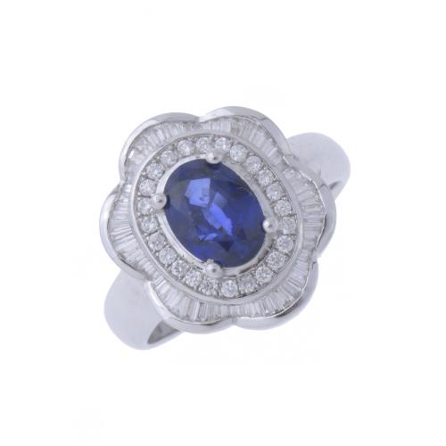 ROSETTE RING WITH SAPPHIRE AND DIAMONDS