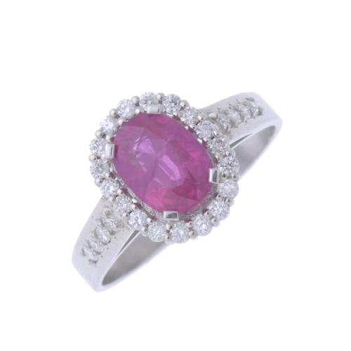 ROSETTE RING WITH NATURAL RUBY AND DIAMONDS