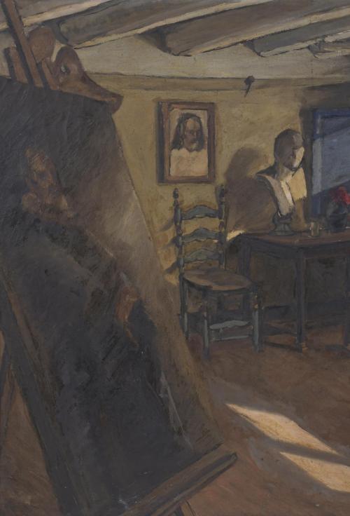 ANTONI PRATS BAQUÉ (1907-?).  "ARTIST&#39;S WORKSHOP".