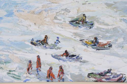 JOAN ABELLÓ (1922-2008). "Motos y la mar".