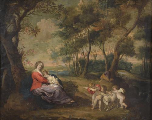 JOHANN HENDRICK DE POOTER- 17TH CENTURY DUTCH SCHOOL. "REST ON THE FLIGHT TO EGYPT". 