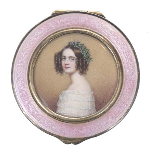 CAJITA AUSTRÍACA BIEDERMEIER CON MINIATURA, CIRCA 1830 - 18