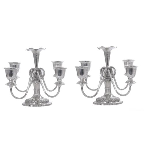 PAIR OF SILVER CANDELABRA FROM JERUSALEM. 