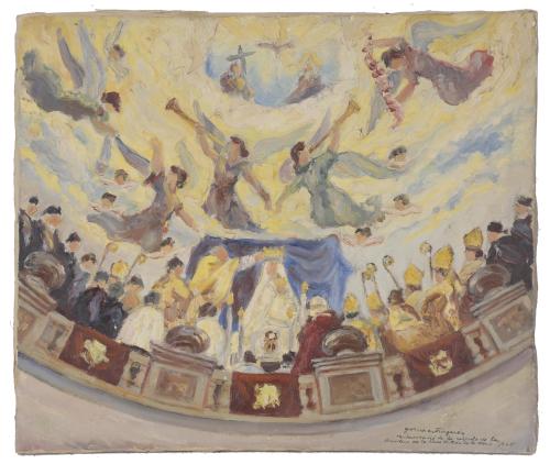 FRANCESC GARCÍA ESTRAGUÉS (1914-1985).  "CÚPULA DE LA BASÍLICA DE LA MARE DE DEU DE LA MERCÈ", 1945.