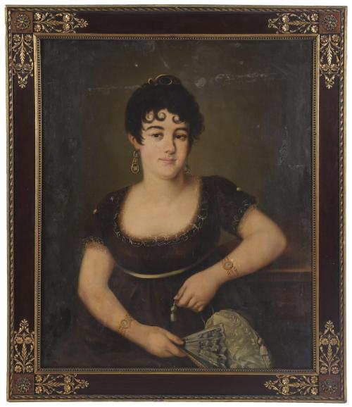 ESCUELA ESPAÑOLA, SIGLO XIX.  "RETRATO DE DAMA". 