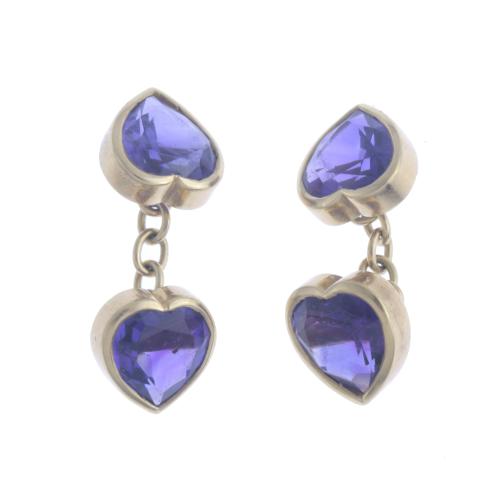 HEART-SHAPED CUFFLINKS WITH AMETHYSTS